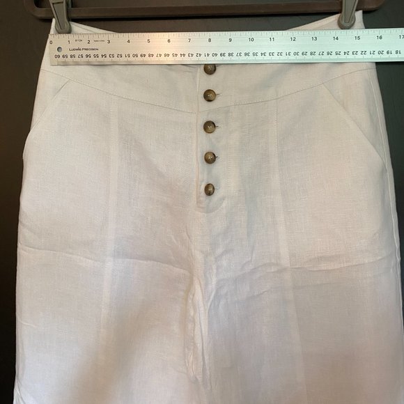 Wide Leg White Linen Pant SZ 8 - Picture 11 of 11